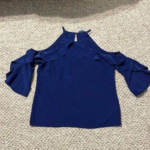 Women’s cold shoulder, flutter sleeve 100% silk dress top